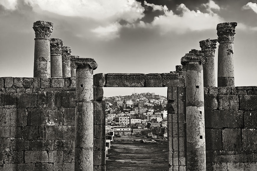 Public building in the Forum in Gerasha, Jordan. The photo is part of the photographer's album entitled: “Macedonian Decapolis of Jordan. A photographic itinerary through the lens of Orestis Kourakis".