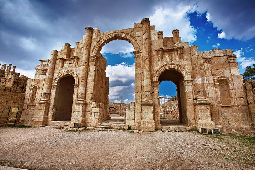 West Gate in Gerasha, Jordan. The photo is part of the photographer's album entitled: “Macedonian Decapolis of Jordan. A photographic itinerary through the lens of Orestis Kourakis".