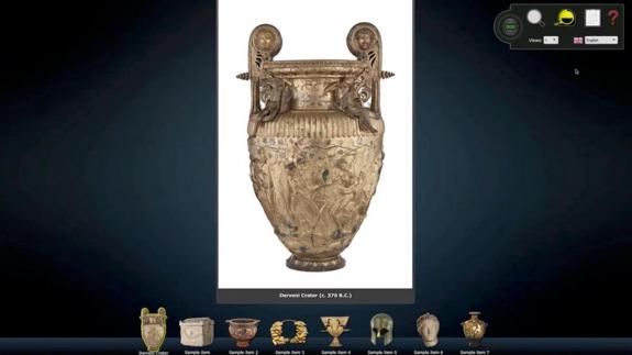 Indicative interactive application of interactive rotational photography - crater of Derveni - Archaeological Museum of Thessaloniki