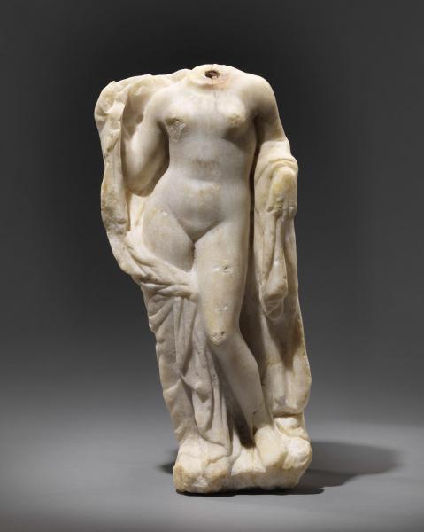 Marble headless statuette of the goddess Aphrodite in the Knidos pose from the excavations of the Thessaloniki Metro ©EFAPOTH