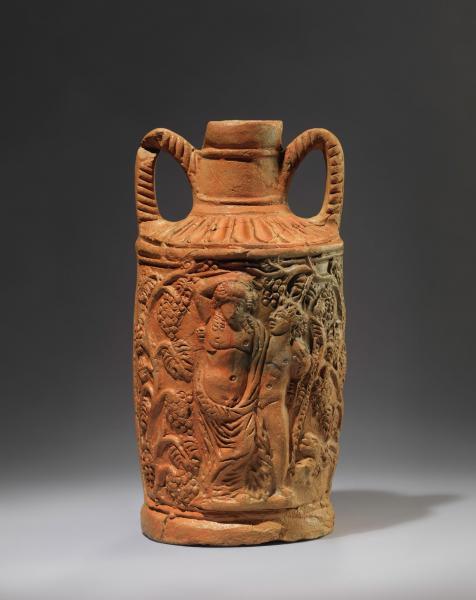 Small terracotta relief amphora with Dionysian scenes from the excavations of Thessaloniki Metro ©EFAPOTH