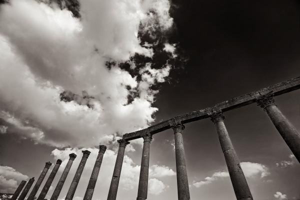 Colonnade of the Forum in Gerasha, Jordan. The photo is part of the photographer's album entitled: “Macedonian Decapolis of Jordan. A photographic itinerary through the lens of Orestis Kourakis".
