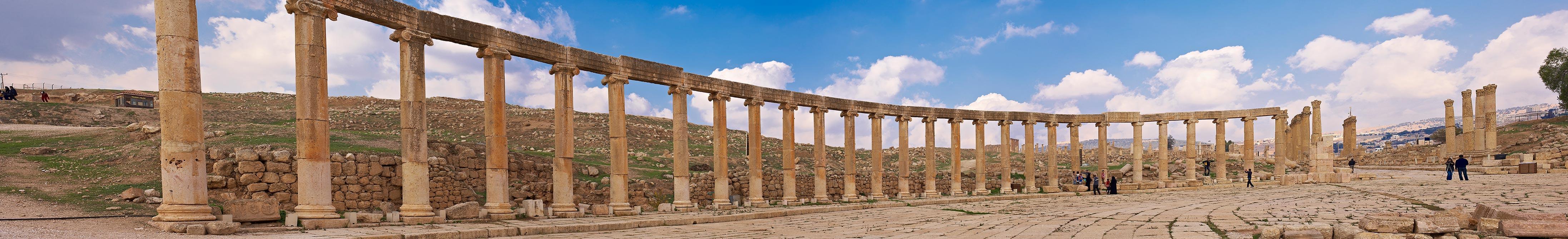 Panoramic photo of the archaeological site of Gerasa, Jordan