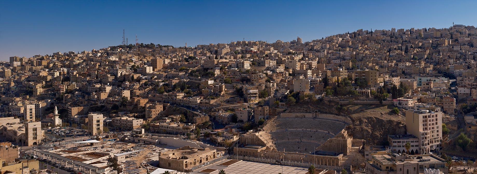 Panoramic photo of the archaeological site of Amman, Jordan